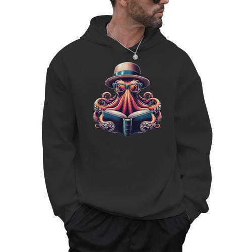 Octopus Reading Book Kraken Bookworm Men Hoodie - Bookorys