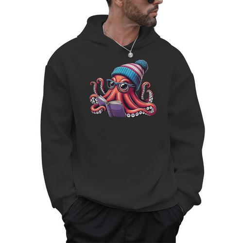 Octopus Reading Book Kraken Book Lover Men Hoodie - Bookorys