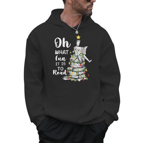 Oh What Fun It Is To Read Librarian Christmas Book Lover Men Hoodie - Bookorys