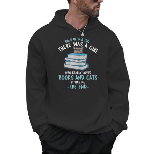 Once Upon a Timee There Was a Girl Who Loved Catts And Books Men Hoodie - Bookorys