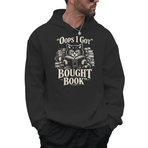 Oops I Got Bought Book Reading Cat Bibliophile Reader Men Hoodie - Bookorys