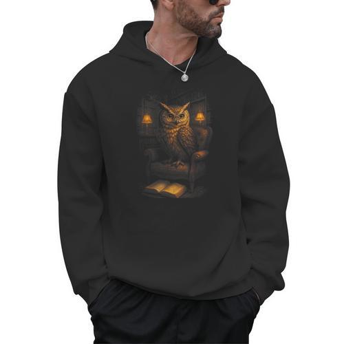 Owl Library Books Wisdom Reading Vintage Scholar Men Hoodie - Bookorys AU