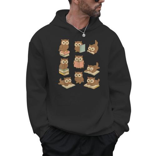 Owls Reading Books Owl Bird Lover Men Hoodie - Bookorys