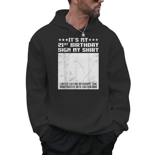 Party It's My 21st Birthday Sign My Shirt Guestbook Men Hoodie - Bookorys