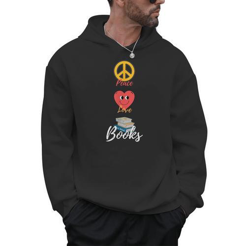 Peace Love Books Book Lovers Bookworm Men Hoodie - Bookorys DE