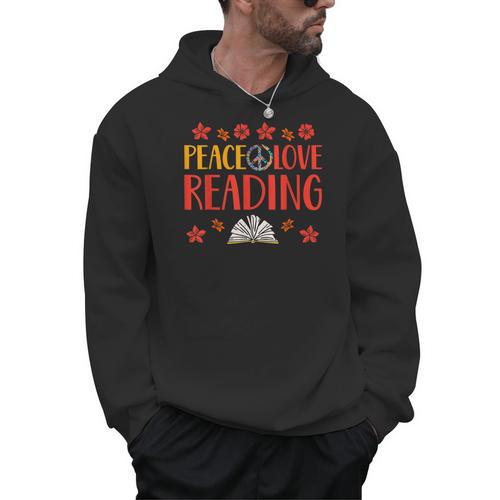 Peace Love Reading Book Nerd Book Geek Men Hoodie - Bookorys UK