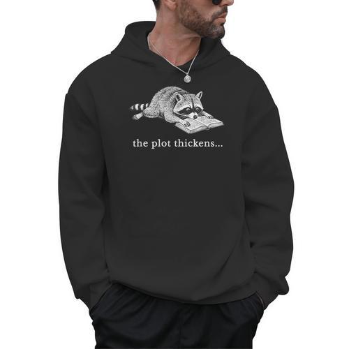 The Plot Thickens Raccoon Book Lover Men Hoodie - Bookorys AU