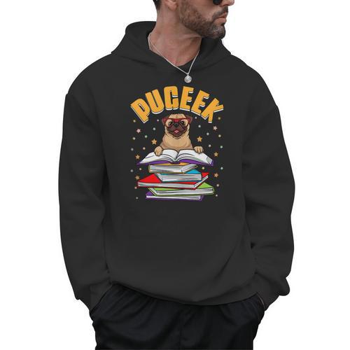 Pug Lovers Who Love To Read PUGEEK Pug With Books Men Hoodie - Bookorys DE