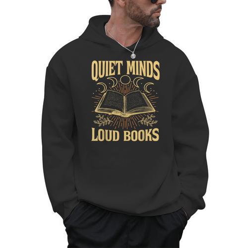 Quiet Minds Loud Books Introvert Reader Book Lover Men Hoodie - Bookorys AU