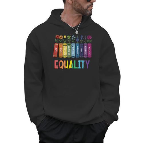 Rainbow Gay Books Flowers Equality LGBTQ Pride Women Men Men Hoodie - Bookorys DE