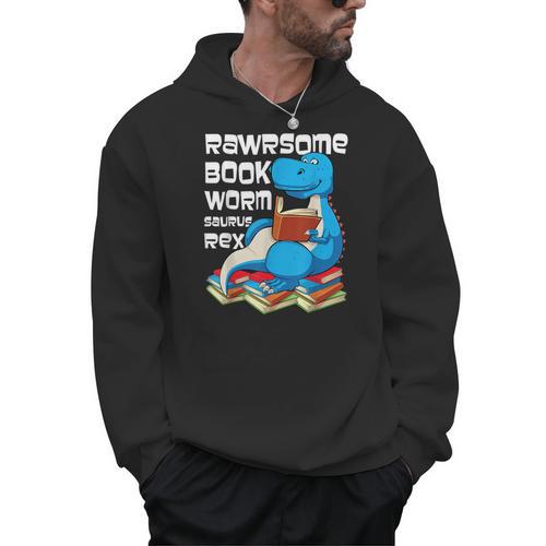 Rawrsome Bookworm Dinosaur T-Rex Book Reading Boys Men Hoodie - Bookorys