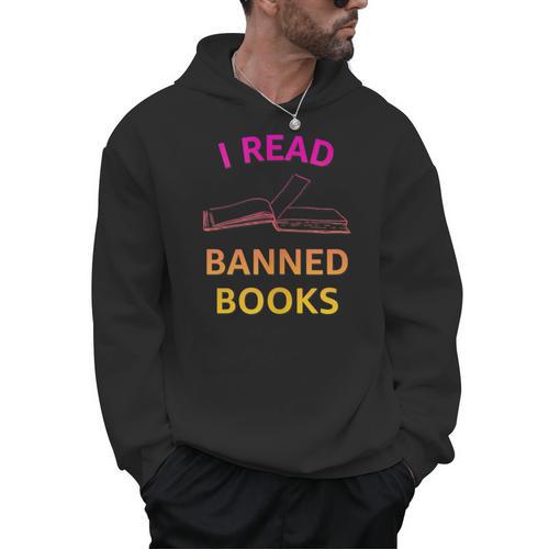 I Read Banned Books Pink-Yellow Literature Activist Men Hoodie - Bookorys UK