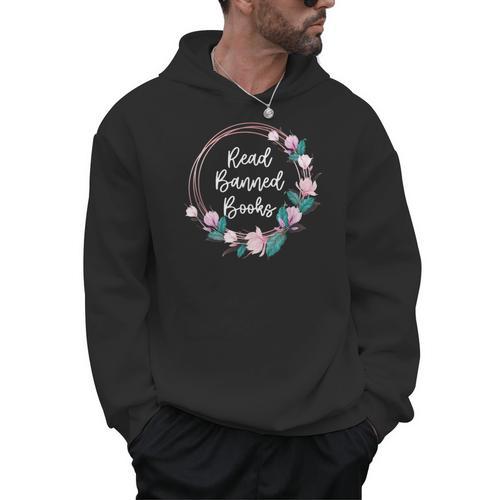 Read Banned Books Banned Books Week Books & Flowers Men Hoodie - Bookorys DE