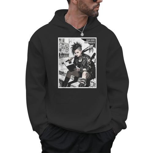 Read Books Fight Fascists Punk Girl Men Hoodie - Bookorys DE