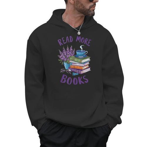Read More Books Floral Book Reader Art Reading Lover Quote Men Hoodie - Bookorys