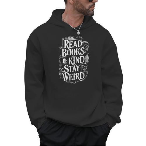 Read Books Be Kind Stay Weird Skeleton Heart Reading Alt Men Hoodie - Bookorys AU