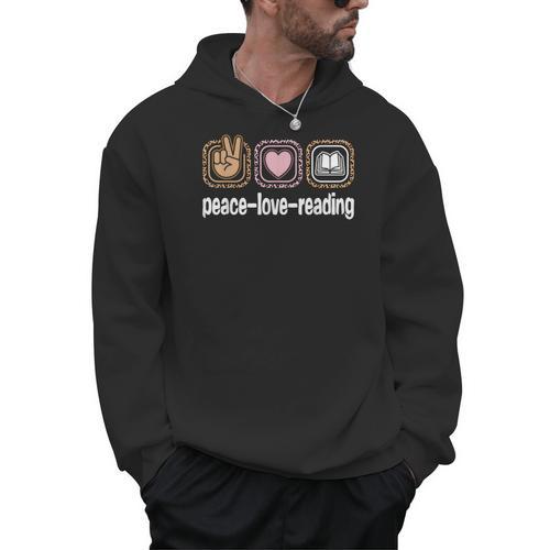 Read Books Leopard Print Women Girls Kids Peace Love Reading Men Hoodie - Bookorys UK