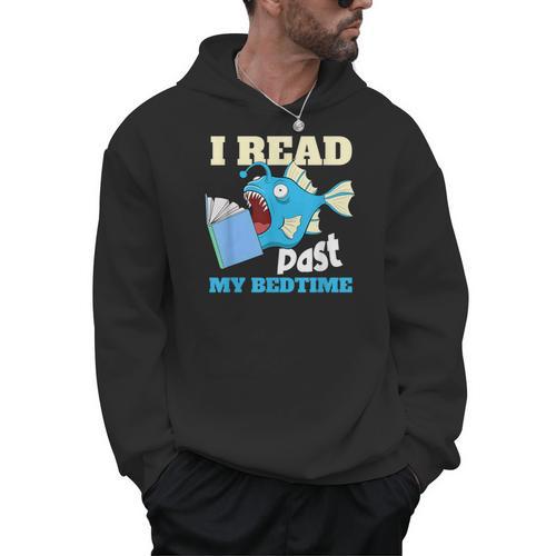 I Read Past My Bed Time Book Reading Anglerfish Librarian Men Hoodie - Bookorys CA