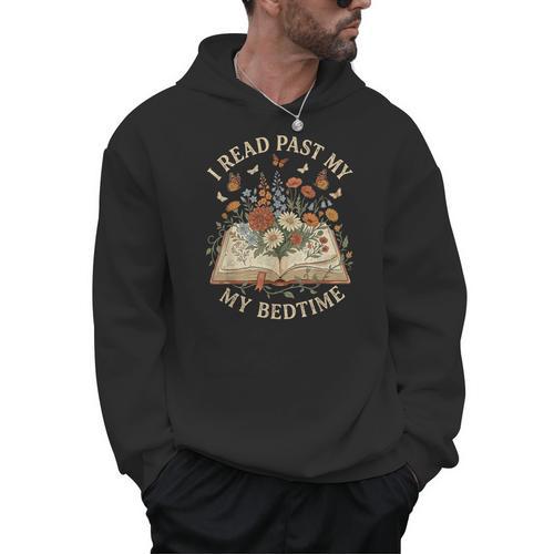 I Read Past My Bedtime Floral Book Lover Bookworm Men Hoodie - Bookorys UK
