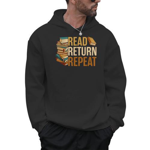 Read Return Repeat Cute Librarian Library Worker Book Lovers Men Hoodie - Bookorys