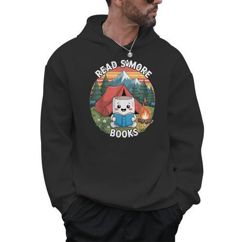 Read Smore Books Cute Marshmallow Camp Reading Library Kids Men Hoodie - Bookorys
