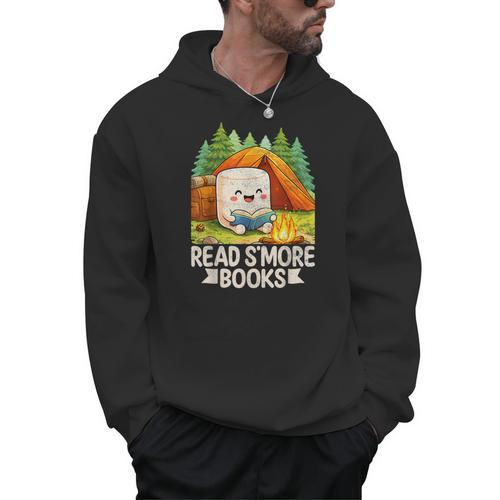 Read S'More Books Pun Camping Nature Lover Men Hoodie - Bookorys UK