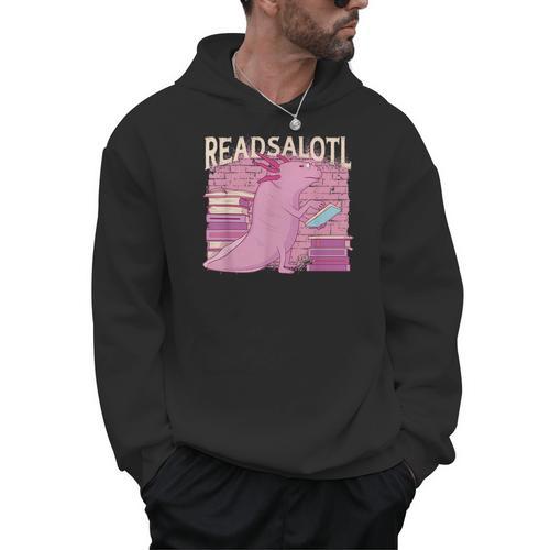 READALOTL Read A Lot AXOLOTL Reader Books Axolotls Meme Men Hoodie - Bookorys AU