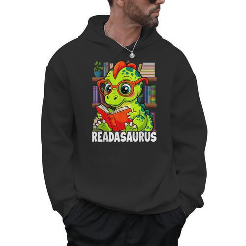 Readasaurus Reading Dinosaur Book Reader Bookworm Men Hoodie - Bookorys DE