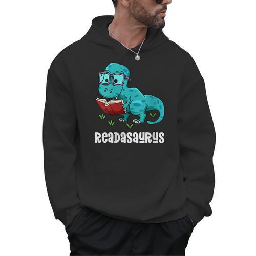Readasaurus Reading Dinosaur Bookworm Book Reader Meme Men Hoodie - Bookorys