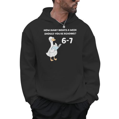Reading 6-7 Silly Goose Read Books Bookish Bookworm Men Hoodie - Bookorys