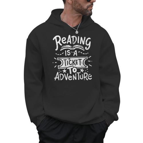 Reading Adventure Bookworm Book Men Hoodie - Bookorys