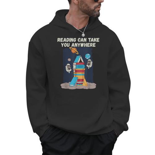 Reading Can Take You Anywhere Astronaut Book Lover Teacher For Men Women Kids Men Hoodie - Bookorys DE
