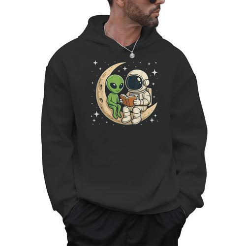 Reading Astronaut & Alien Reading Bookworm Reader Men Hoodie - Bookorys DE