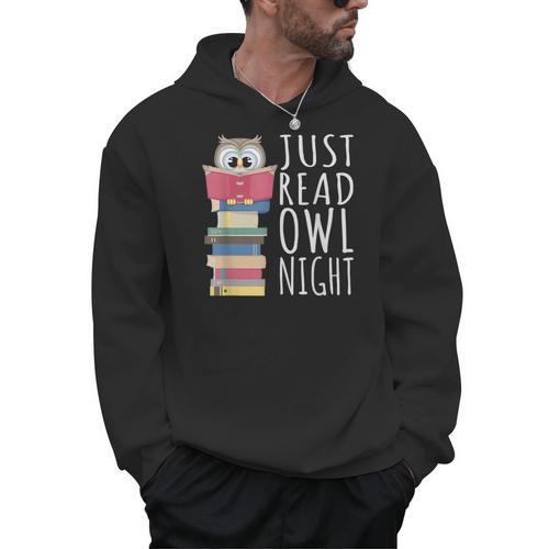 Reading Book Bookworm Kawaii Library Just Read Owl Night Men Hoodie - Bookorys AU