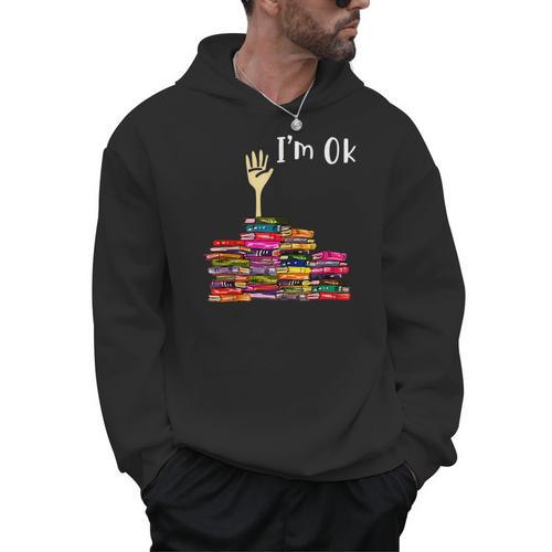 Reading Books Librarian Reader Nerd I'm Ok Teacher School Men Hoodie - Bookorys CA