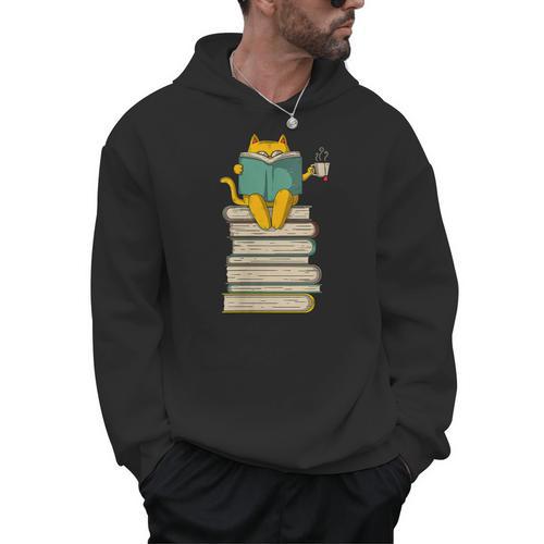 Reading Cat Book & Tea Lover Men Hoodie - Bookorys AU