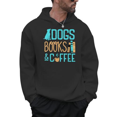 Reading Dogs And Coffee Book Nerd Dog Lover Coffeeholic Men Hoodie - Bookorys CA