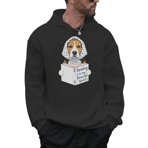 Reading Is My Favorite Sport Beagle Book Lover Men Hoodie - Bookorys UK