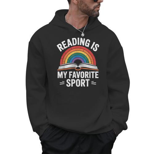 Reading Is My Favorite Sport Book Lover Saying Rainbow Men Hoodie - Bookorys