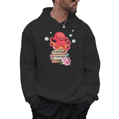 Reading Octopus Tea Coffee And Books Lover Men Hoodie - Bookorys DE
