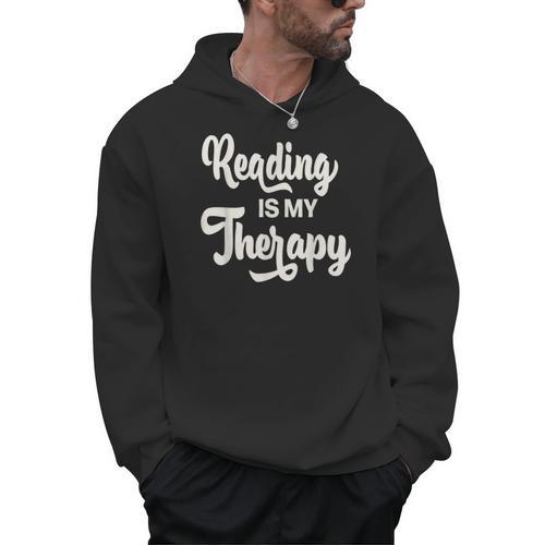 Reading Is My Therapy Book Lover Bookworm Reader Men Hoodie - Bookorys