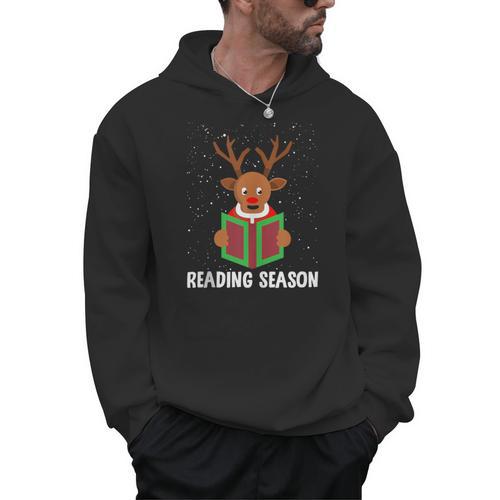 Reading Season Christmas Reindeer Bookworm Book Reader Men Hoodie - Bookorys DE