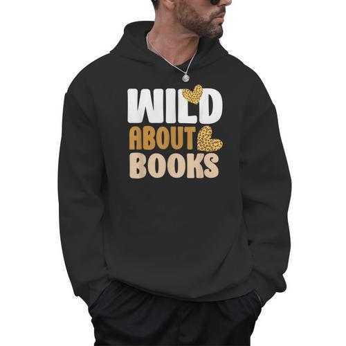 Reading Teacher Book Reader Student Leopard Wild About Books For Men Women Men Hoodie - Bookorys CA