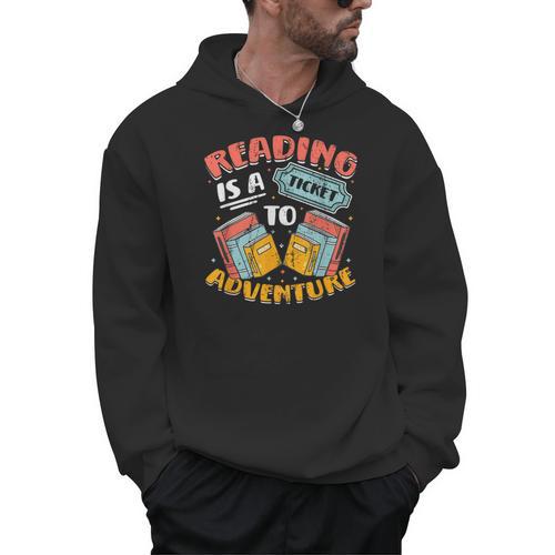 Reading Is A Ticket To Adventure Book Library Themed Men Hoodie - Bookorys