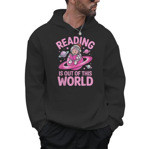 Reading Is Out Of This World Astronaut Reading Book Space Men Hoodie - Bookorys UK