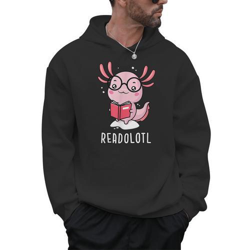 Readolotl Cute Axolotl Book Lover Men Hoodie - Bookorys DE