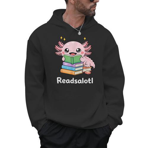 Readsalotl Axolotl Book Reading Men Hoodie - Bookorys CA