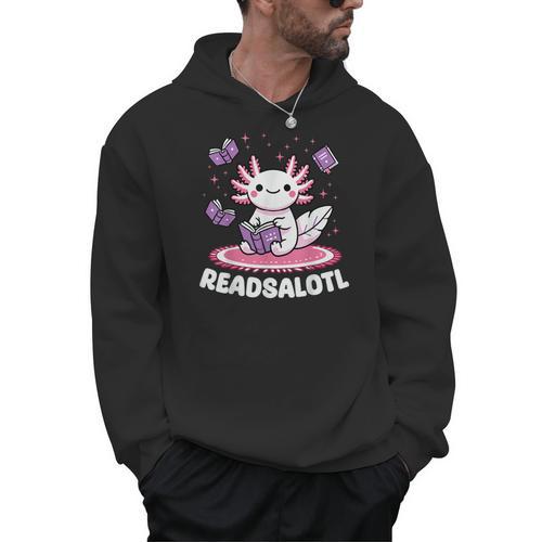 Readsalotl Axolotl Kawaii Anime Book Lover Reading Men Hoodie - Bookorys CA