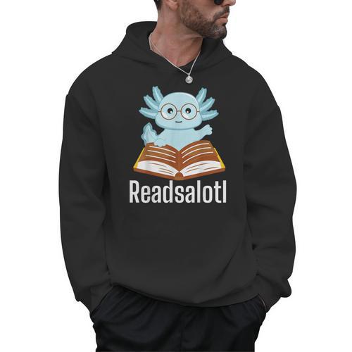 Readsalotl Axolotl Reading Cute Book Lover Bookworm Men Hoodie - Bookorys CA