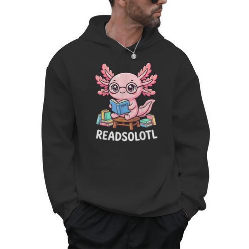 Readsolotl Axolotl Read Books Reading Book Lover Kids Men Hoodie - Bookorys